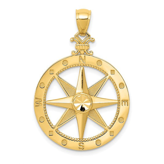 14K Yellow Gold Men's Compass Pendant / Weight: 2.1gr / K6097
