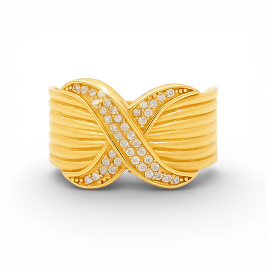 14K Yellow Gold Fashion Women's Ring with Cz / Size: 8.5 / Weight: 3.2GR / COWR4FS-164