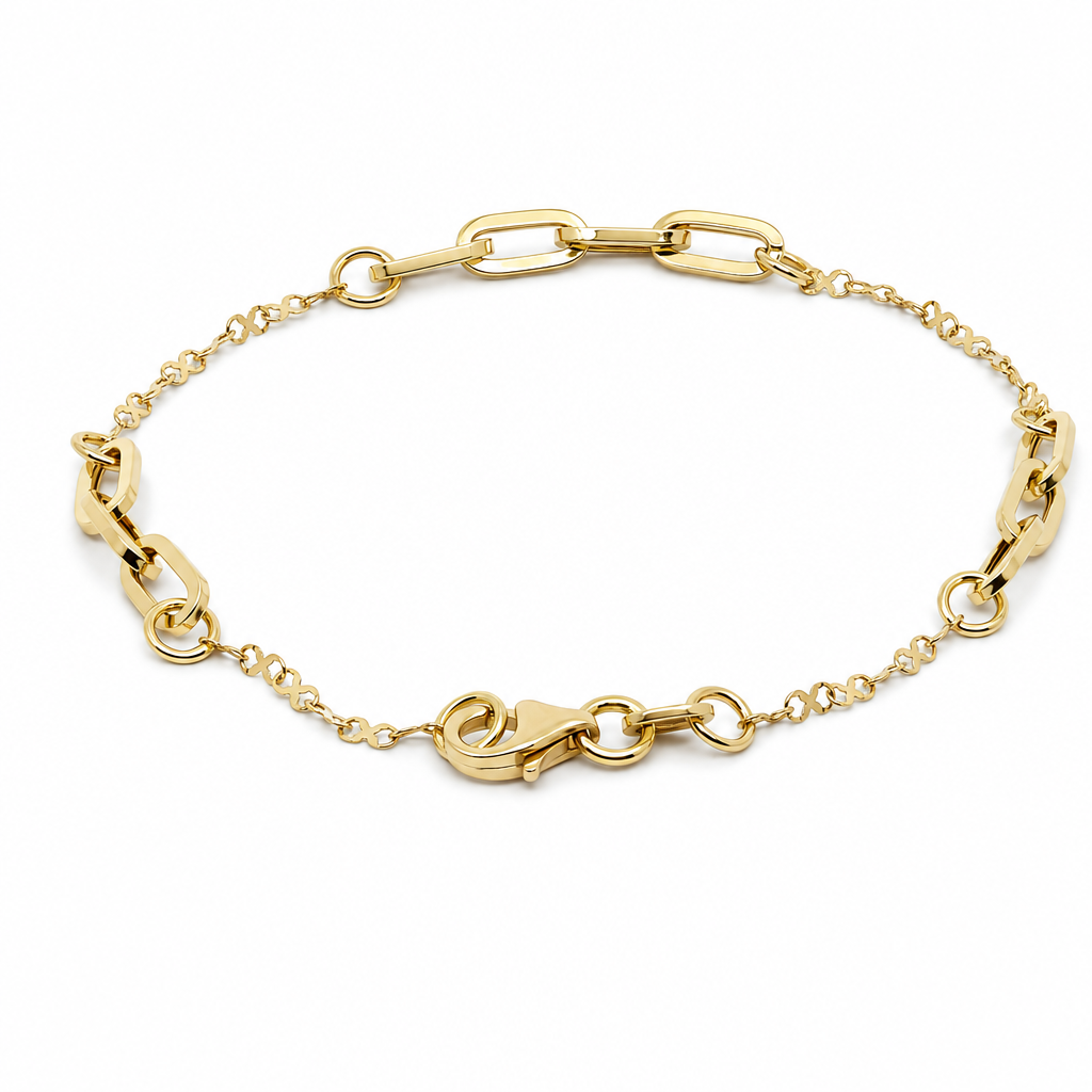 14K Yellow Women's Bracelet Paper Clip and Infinity Design / Size: 7'' / Weight: 1.9 GR /CXWB4PCIF-7