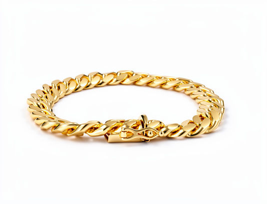 14K Yellow Gold Solid Cuban Link Bracelet / Size: 9mm 8" / Weight: 47.1 GR / SCCAMB4CL9-8
