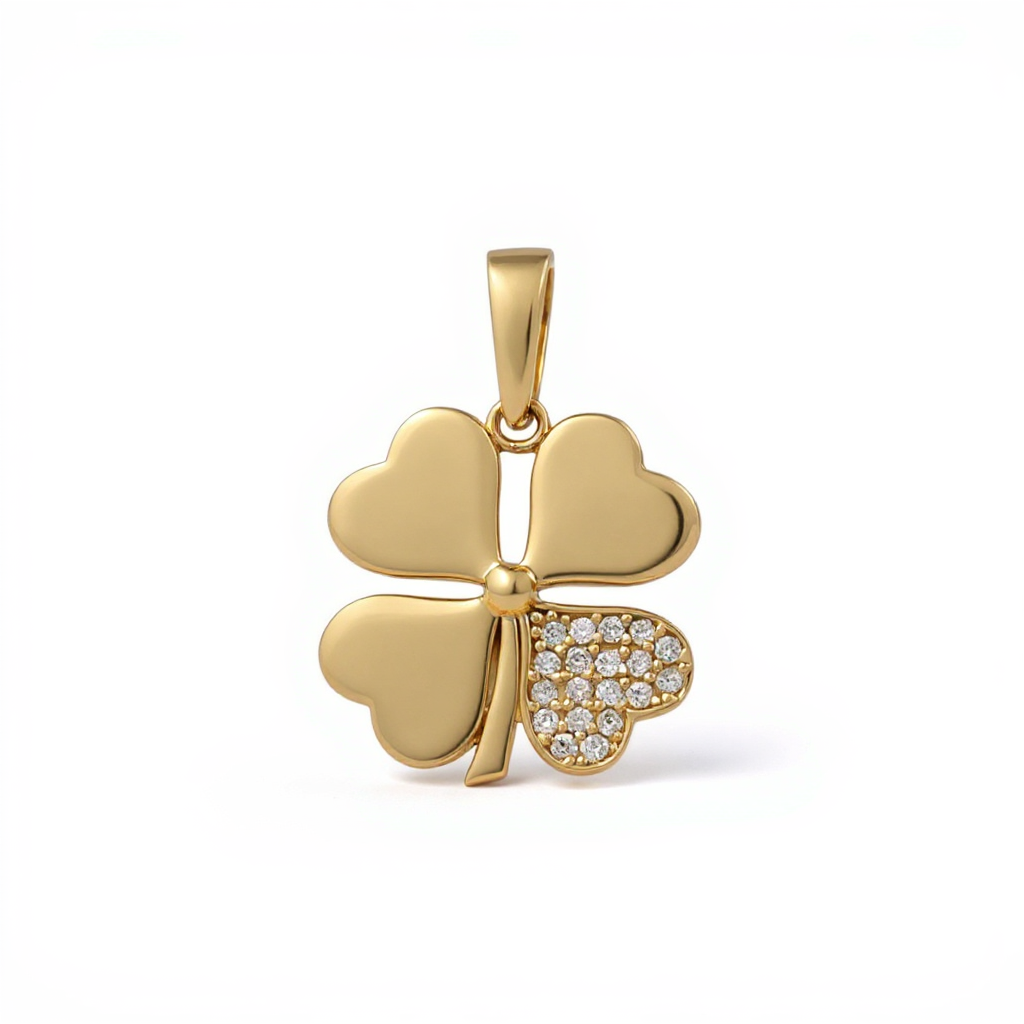 10K Yellow Gold Fashion Clover Pendant with Cz / Weight: 1.6 GR / CQPD0CLV