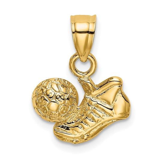 14K Yellow Gold Pendant Soccer Ball With Shoe / Size:  / Weight: 1.1GR / K3580