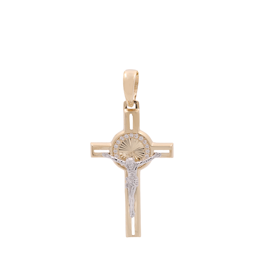 14K Yellow & White Gold Jesus on the Cross Pendant / ISPDTT4CRS-4