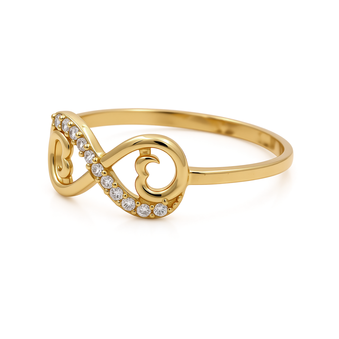 14K Yellow Gold Infinity Women's Ring with Cz / Size: 7 / Weight: 1 GR / CEEWR4IF-1