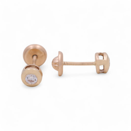 14k Yellow Gold Stud Earrings With Cz / 6-196801PS2.5