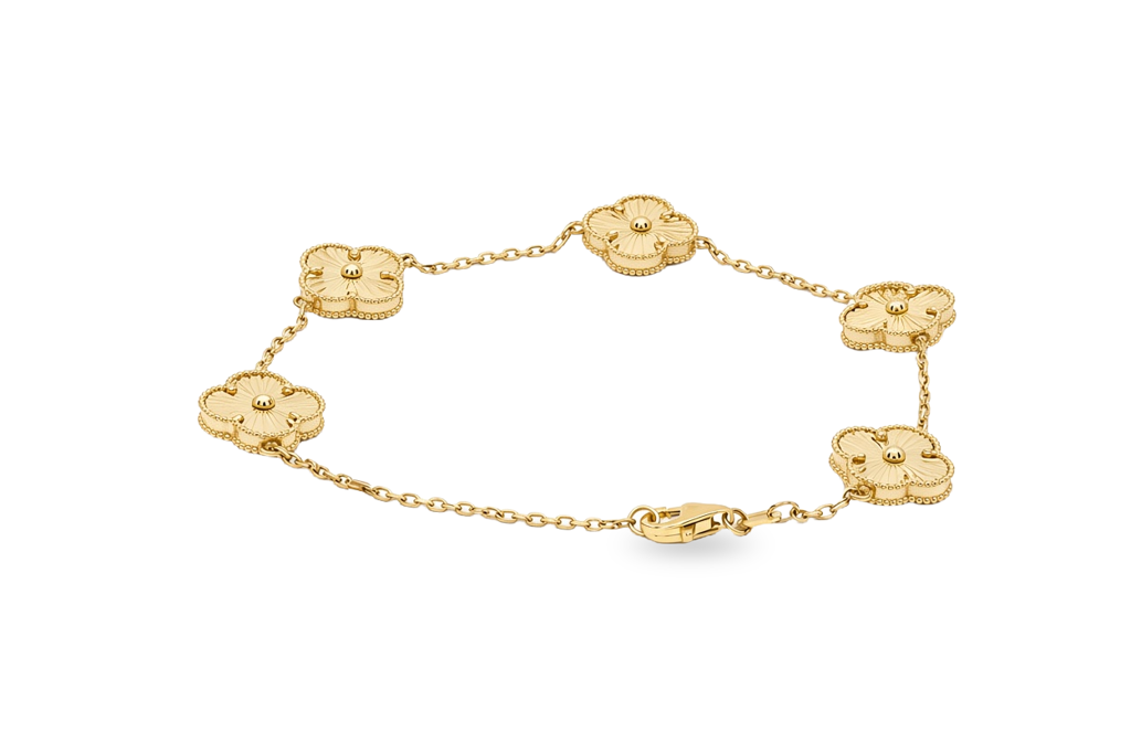 10K Yellow Gold Five Clover Women's Bracelet / Size: 7" / Weight: 5.3 GR / DQWB0CLV-2