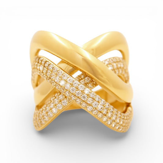 14K Yellow Gold Fashion Women's Ring with Cz / Size: 8 / Weight: 6.8 GR / Y25-398