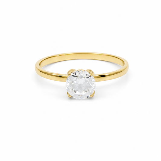 14K Yellow Gold Women's Engagement Ring / Stone: Cz / Size: 9 / Weight: 2.1 GR / DQWR4ER-2