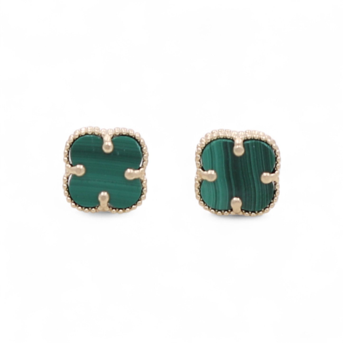 10K Yellow Gold Small Green Clover Stud Earrings / Size: 8MM / Weight: 1.5 GR / BQES0CLV-1