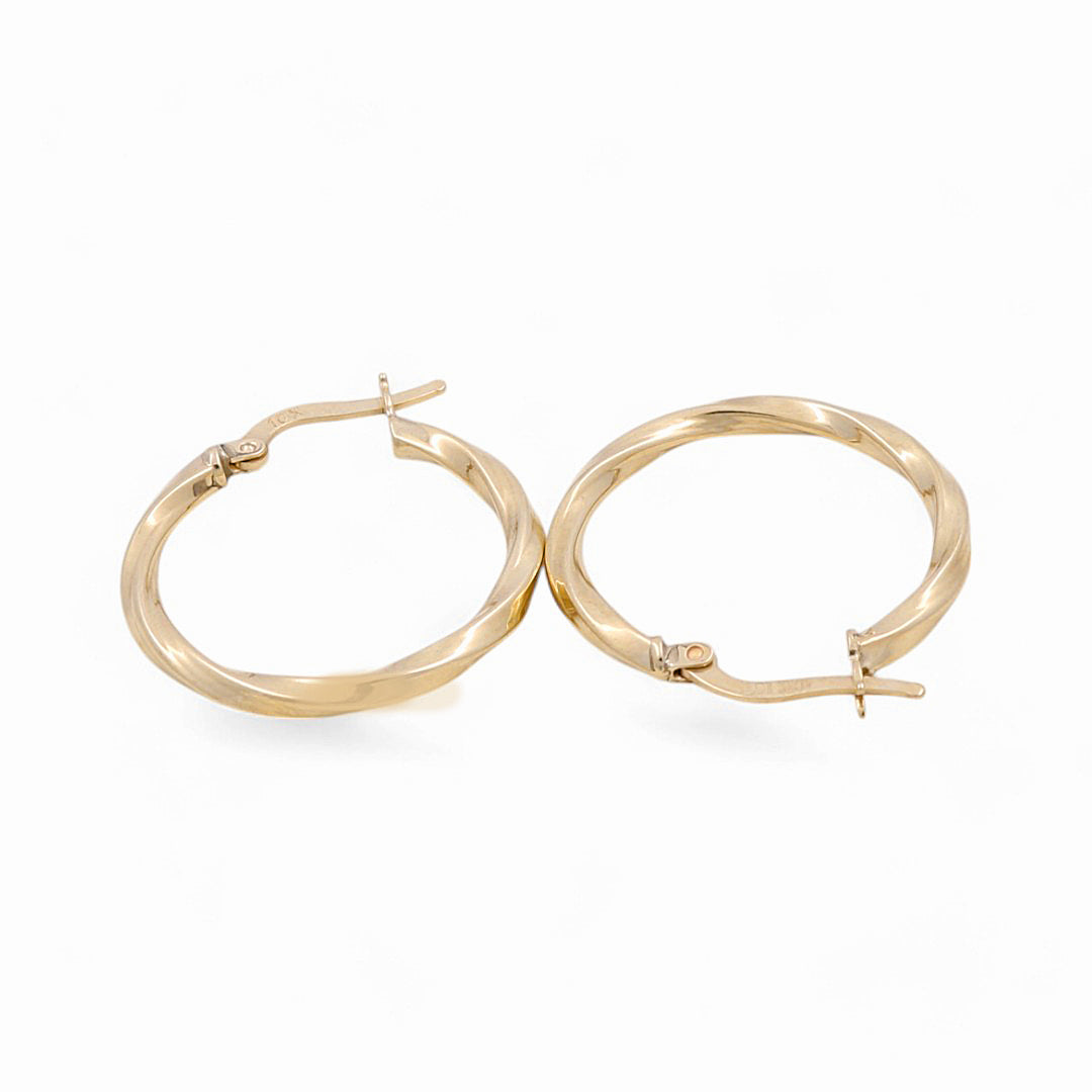 10K Yellow Gold Twist Hoops Earrings / Size: 2.5mm X 21mm / Weight: 1.7 GR / KOEH0TR 2.5x21