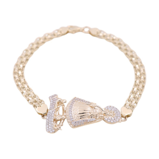 10K Yellow Gold Virgen de la Caridad Women's Bracelet / Stone: Cz / Size: 7.5” / Weight: 6.9GR / DQWB0VC