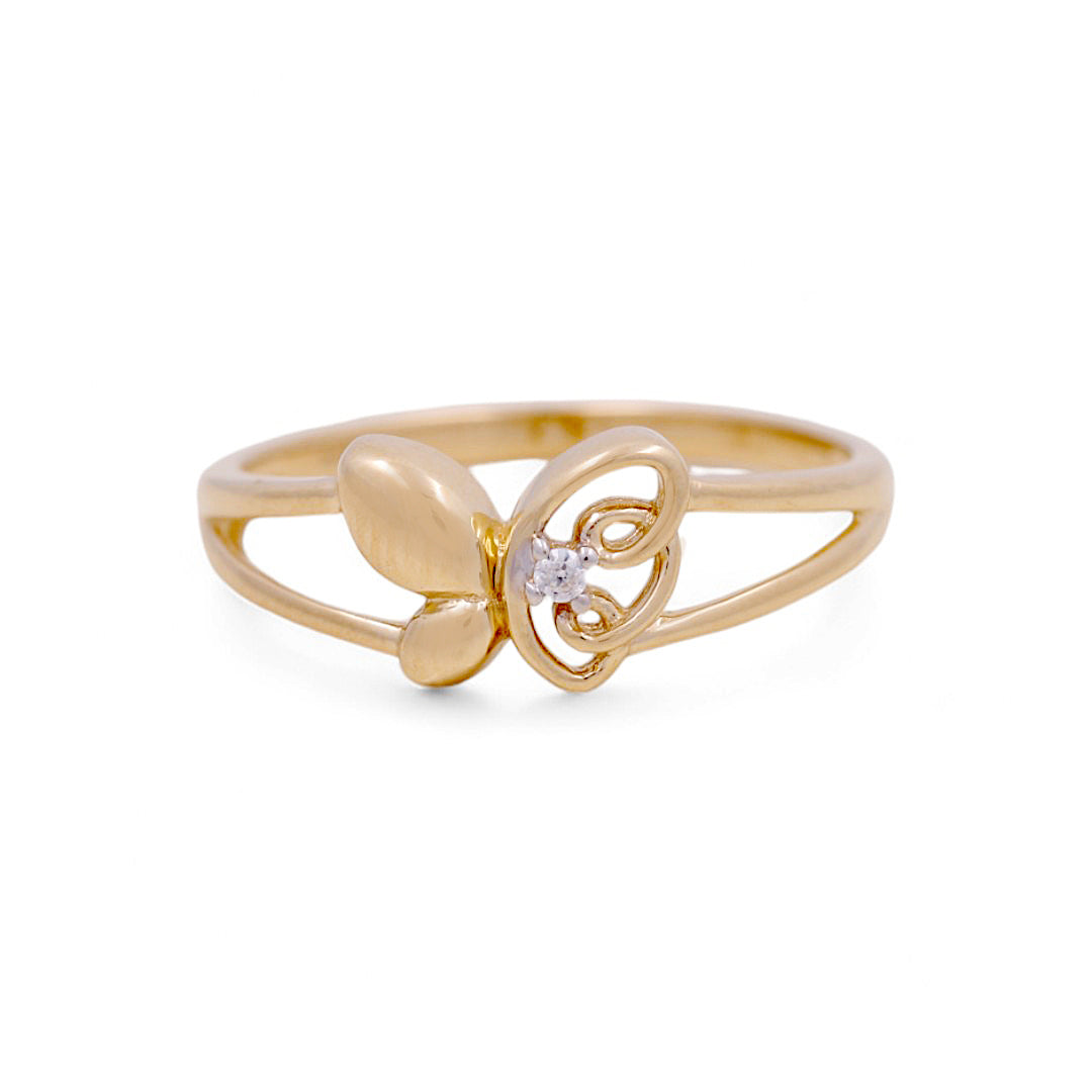 14K Yellow Gold Woman’s Butterfly Ring / Stone: CZ / Size: 6.5 / Weight: 1.7 GR / IEEWR4BF-2