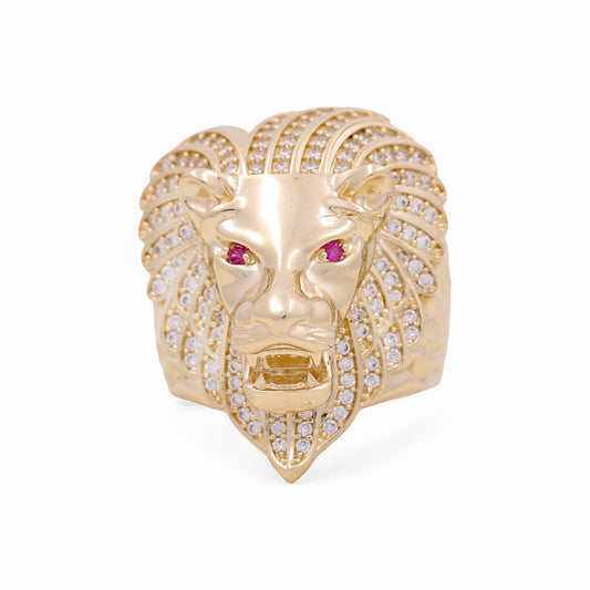 10K Yellow Gold Men’s Lion Head Ring / Size 10.5 / CZ / Weight: 13.0 GR / COMR0FS