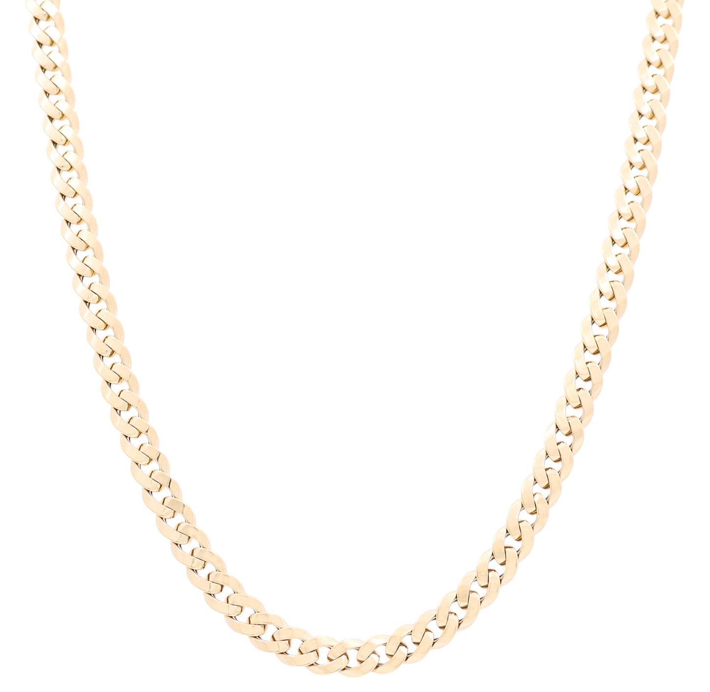 14K Yellow Gold Semisolid Italian Curb Chain / Size: 8mm 24" / Weight: 36.8 GR / 343-10080