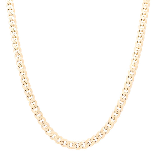 14K Yellow Gold Semisolid Italian Curb Chain / Size: 8mm 24" / Weight: 36.8 GR / 343-10080