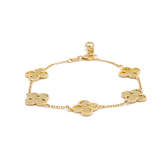 14K Yellow Gold Five Clover Women's Bracelet / Size: 7" 11MM / Weight: 5.3 GR / DOWB4CLV-4