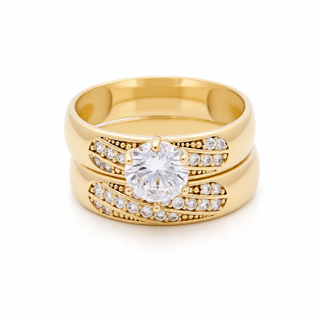 14K Yellow Gold Women’s Bridal Set / Stone: Cz / Size: 7.5 / Weight: 4.2 GR