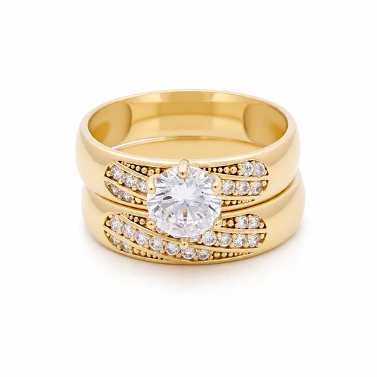14K Yellow Gold Women’s Bridal Set / Stone: Cz / Size: 7.5 / Weight: 4.2 GR