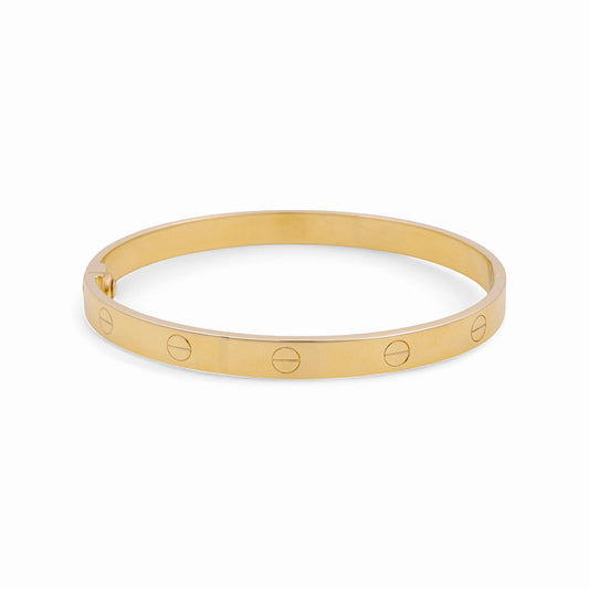 14K Yellow Gold Fashion SemiSolid Bangle CT Bracelet / Weight: 9.4 GR / DPBB4CT-2