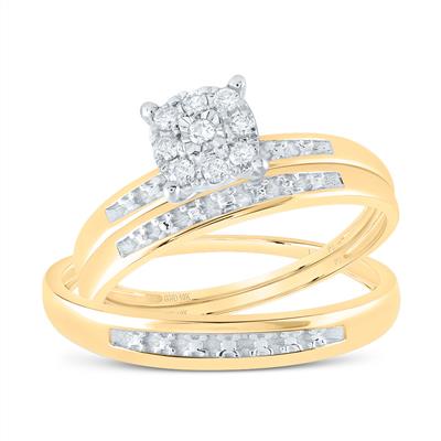 10k  Yellow Gold Diamond Trio Set / Size: sz7 sz10