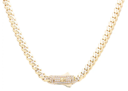 14K Yellow Gold Semisolid Monaco Chain / Size: 7mm 18" / Stone: Cz / Weight: 23.8 GR / COCH4MON7-18