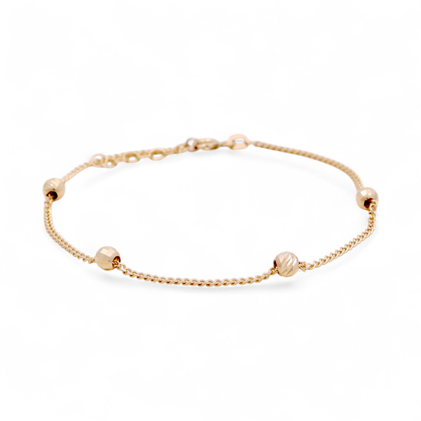 14K Yellow Gold Bracelet with Diamond Cut Balls / Size: 7” / Weight: 1.6 GR / DQWB4BLL-1