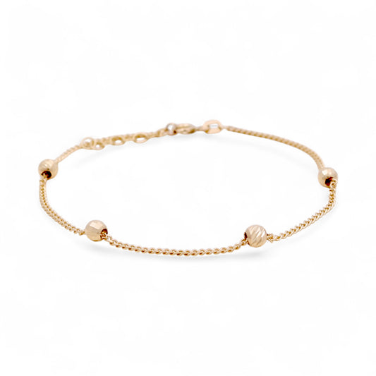 14K Yellow Gold Bracelet with Diamond Cut Balls / Size: 7” / Weight: 1.6 GR / DQWB4BLL-1
