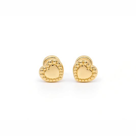 14K Yellow Gold Fashion Heart Stud Earrings / 6-528901PF