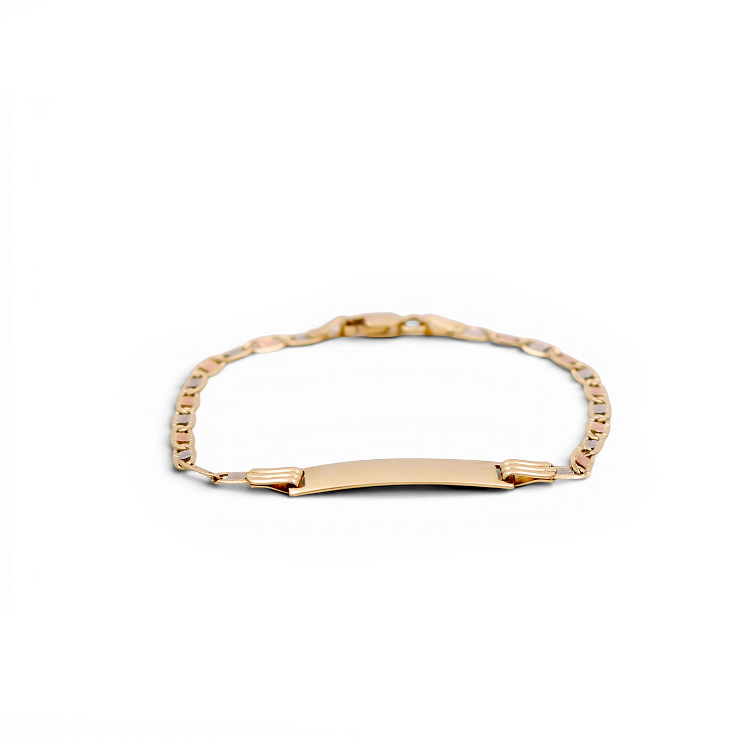 14K Yellow, White and Rose Gold Baby ID Bracelet / Size: 2.5mm 6 " / Weight: 2.6 GR