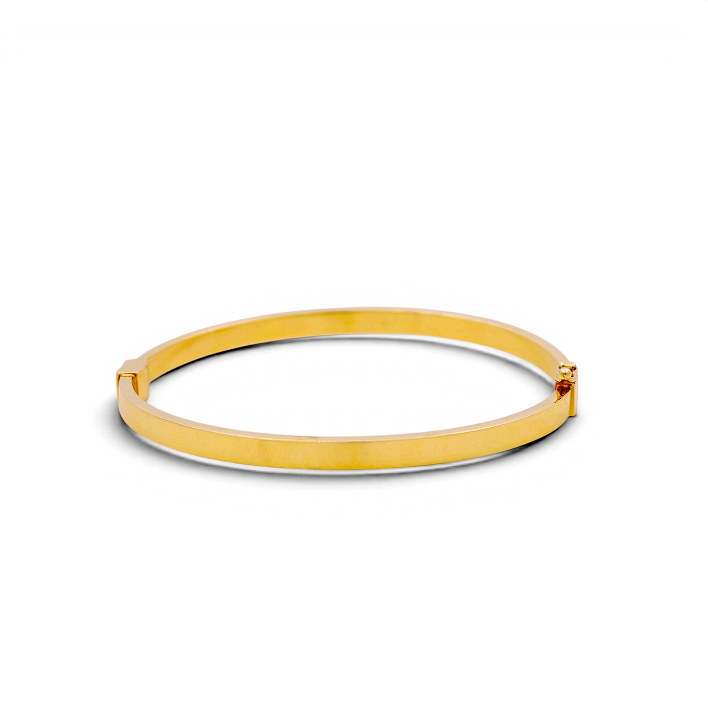 14K Yellow Gold SemiSolid Plain Bangle Bracelet / Weight: 6.8 GR