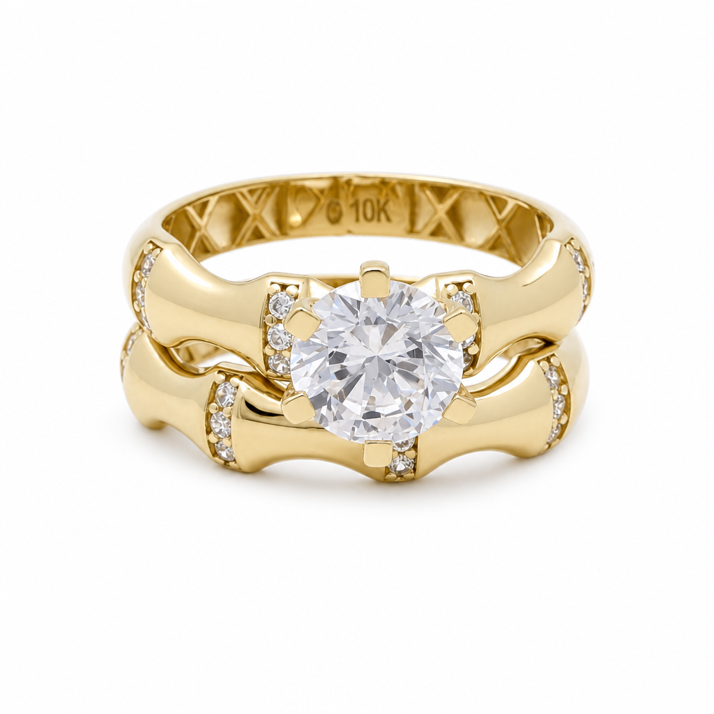 10K Yellow Gold Women's Engagement Ring / Size: 8 / Weight: 3.8 GR / DQWR0ER-2