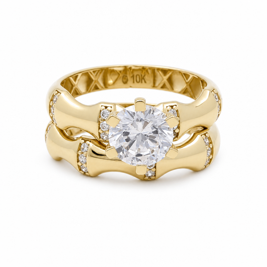 10K Yellow Gold Women's Engagement Ring / Size: 8 / Weight: 3.8 GR / DQWR0ER-2
