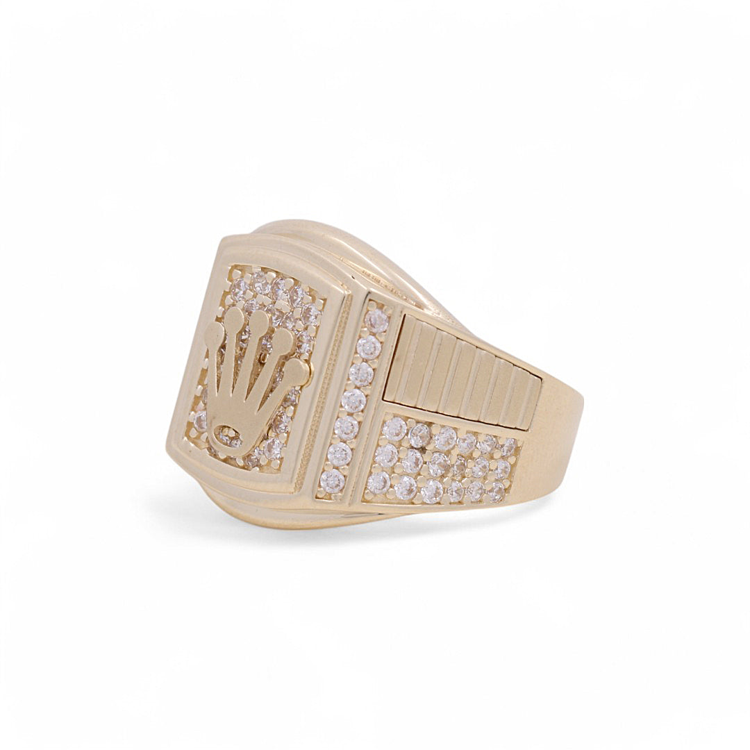 10K Yellow Gold Crown Men's Ring / CZ / Size: 9.5 / Weight: 7.9 GR / DPMR0CN