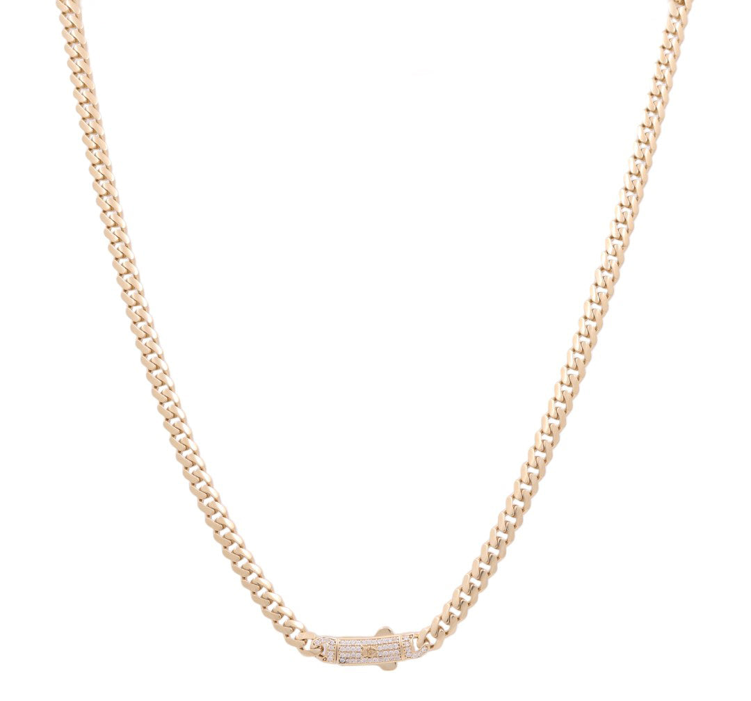 14K Yellow Gold Monaco Semisolid Chain / Stone: Cz / Size: 5mm 20" / Weight: 23.6 GR