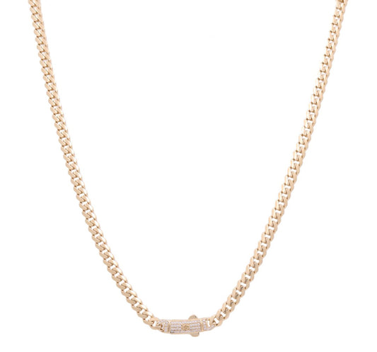 Cadena Mónaco Semisólida de Oro Amarillo de 14 K / Piedra: Cz / Tamaño: 5 mm 20" / Peso: 23,9 GR / COCH4MON5-20