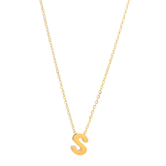 14K Yellow Gold Women's Necklace with Initial S / Size: 18'' / / INIT.S