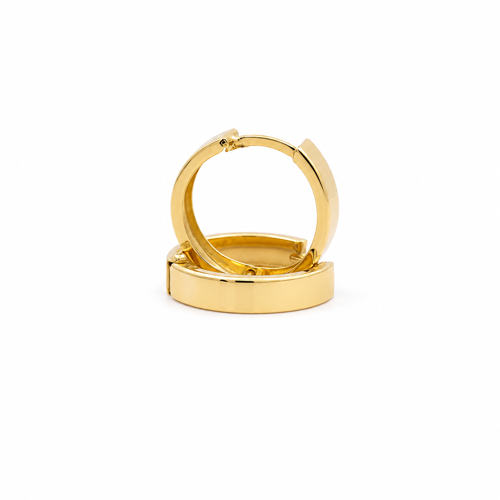 14K Yellow Gold Diamond Cut Hoops Earrings / Size: 4mm X 15.7mm / Weight: 1.9 GR  / DOEH4DC4X15.7
