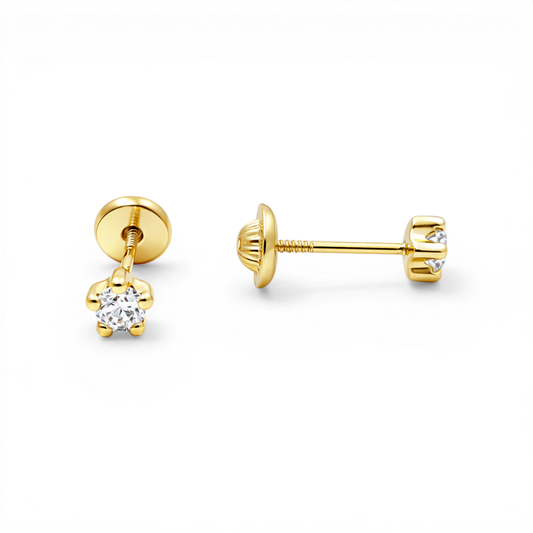 14k Yellow Gold Fashion Stud Earrings With Cz / 6-A73201PS3