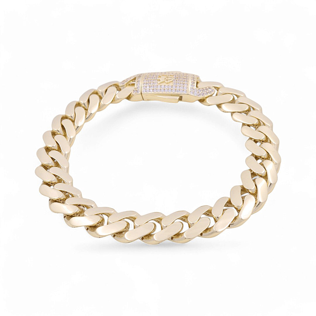 10K Yellow Gold Monaco Men's Bracelet / 10k C / Cz / Size 11mm 8.5" / Weight 18.6 GR / COMB0MON11-8.5