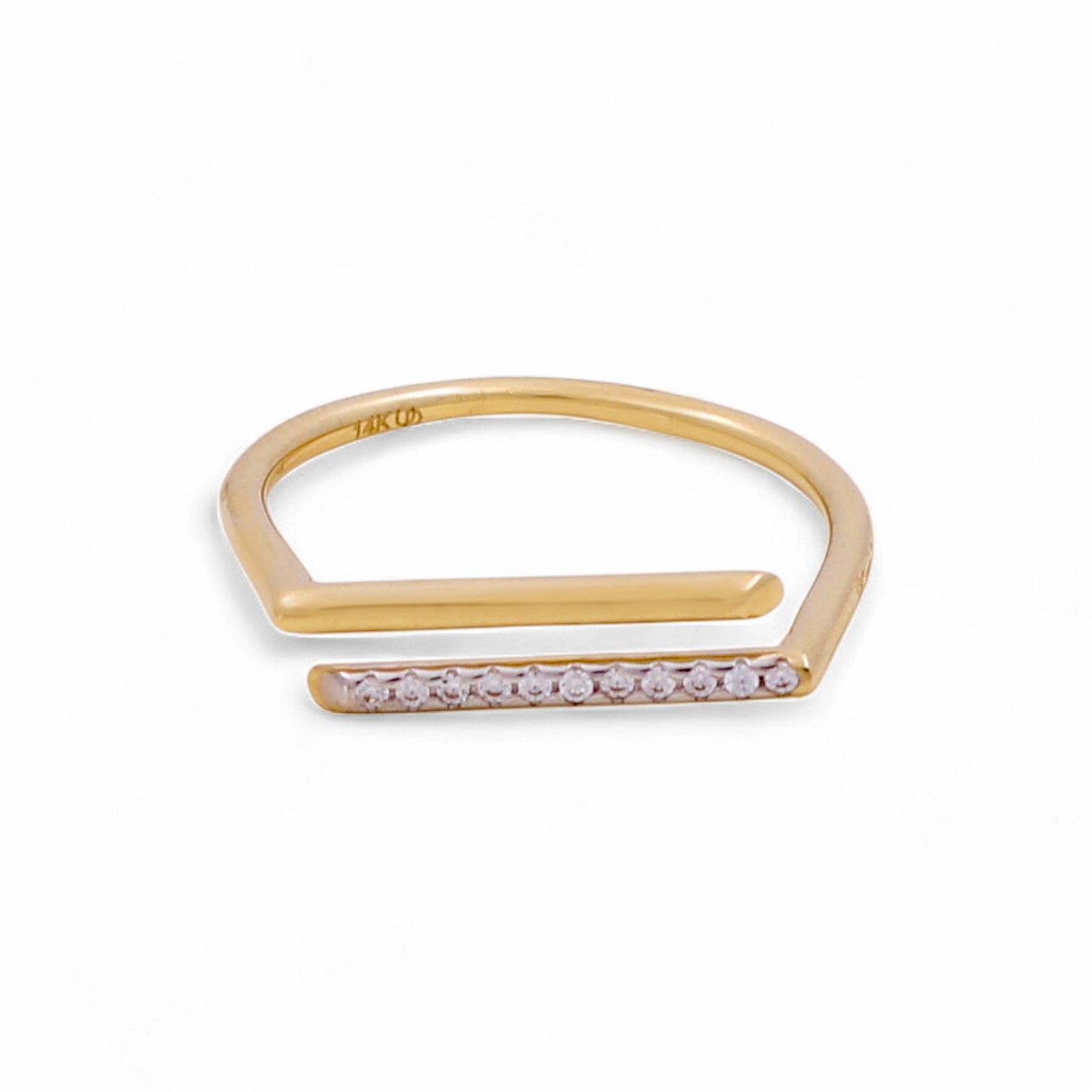 14K Yellow Gold Fashion Women's Ring with Cz / Size: 7 / Weight: 1.6 GR / KEEWR4FS-1