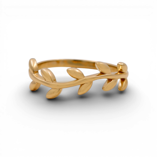 10K Yellow Gold Leaves Women's Ring / Size: 8 / Weight: 1.8 GR / DQWR0FS-33