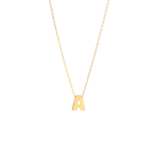 14K Yellow Gold Woman's Initial A Necklace / Size: 18" / INIT.A