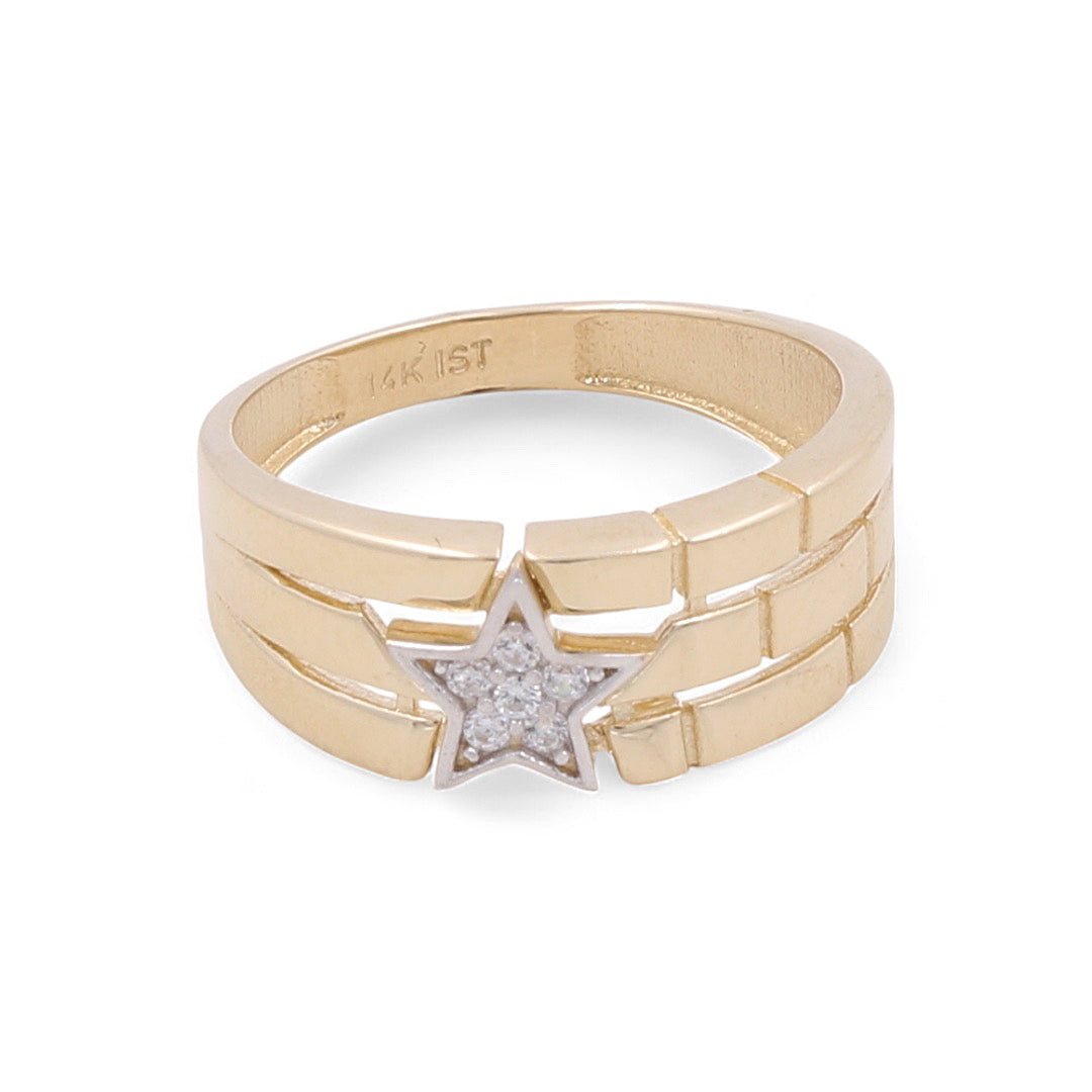 14K Yellow Gold Star Woman's Ring / CZ  / COWR4ST