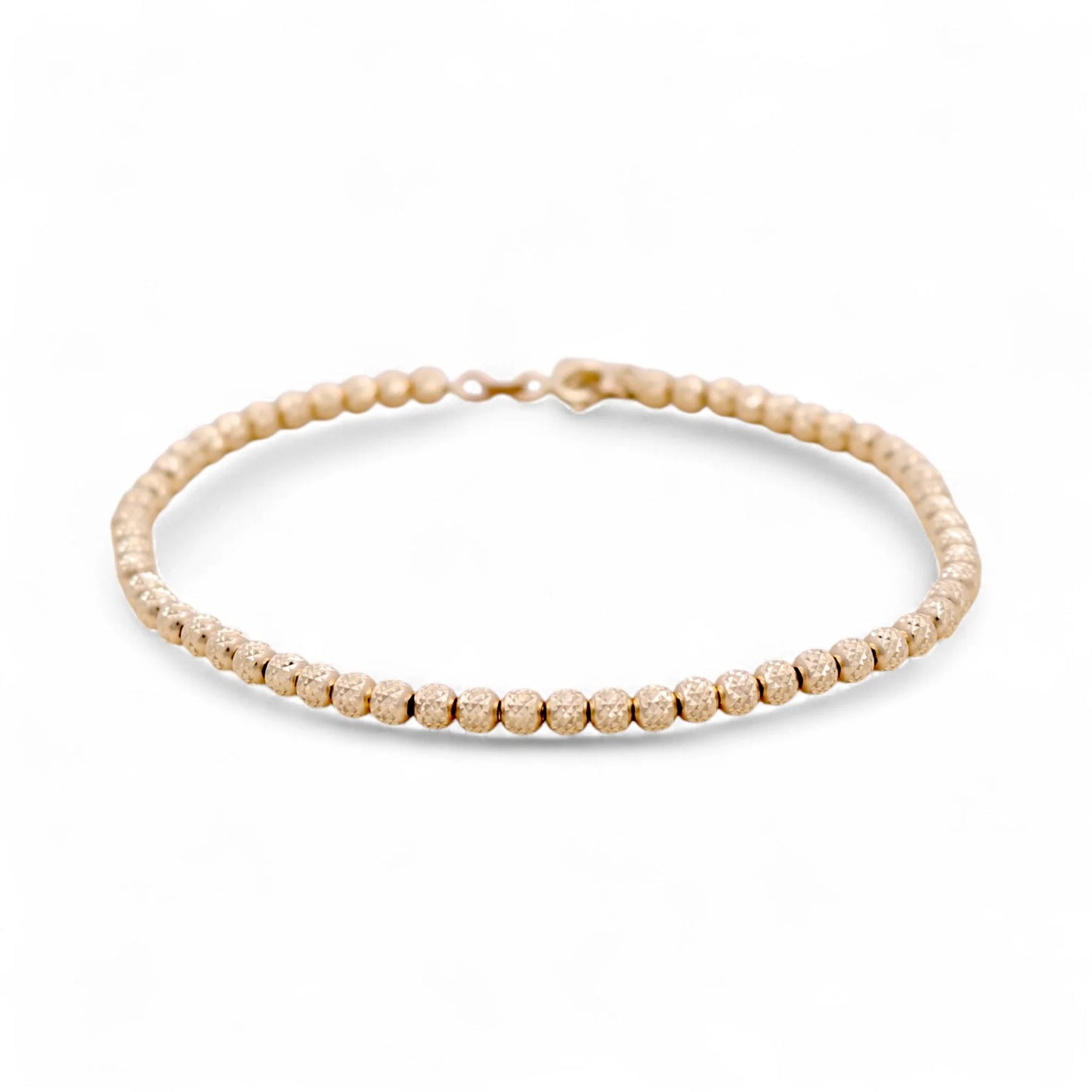 10K Yellow Gold Diamond-Cut Balls Women's Bracelet / Size: 4mm-7.5'' / Weight: 5.2gr / VMWB0DC4-7.5