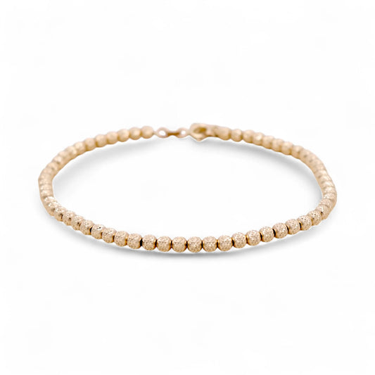 10K Yellow Gold Diamond-Cut Balls Women's Bracelet / Size: 4mm-7.5'' / Weight: 5.2gr / VMWB0DC4-7.5