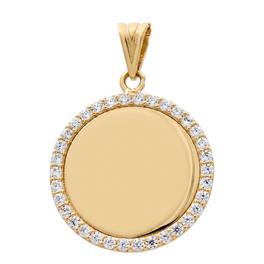 14K Yellow Gold Medal Pendant / Stone:Cz  / Weight: 5.5 GR / DOPD4MD