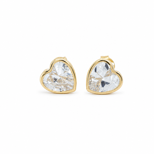 14k Yellow Gold Heart Stud Earrings With Cz/ 6-523501PS7