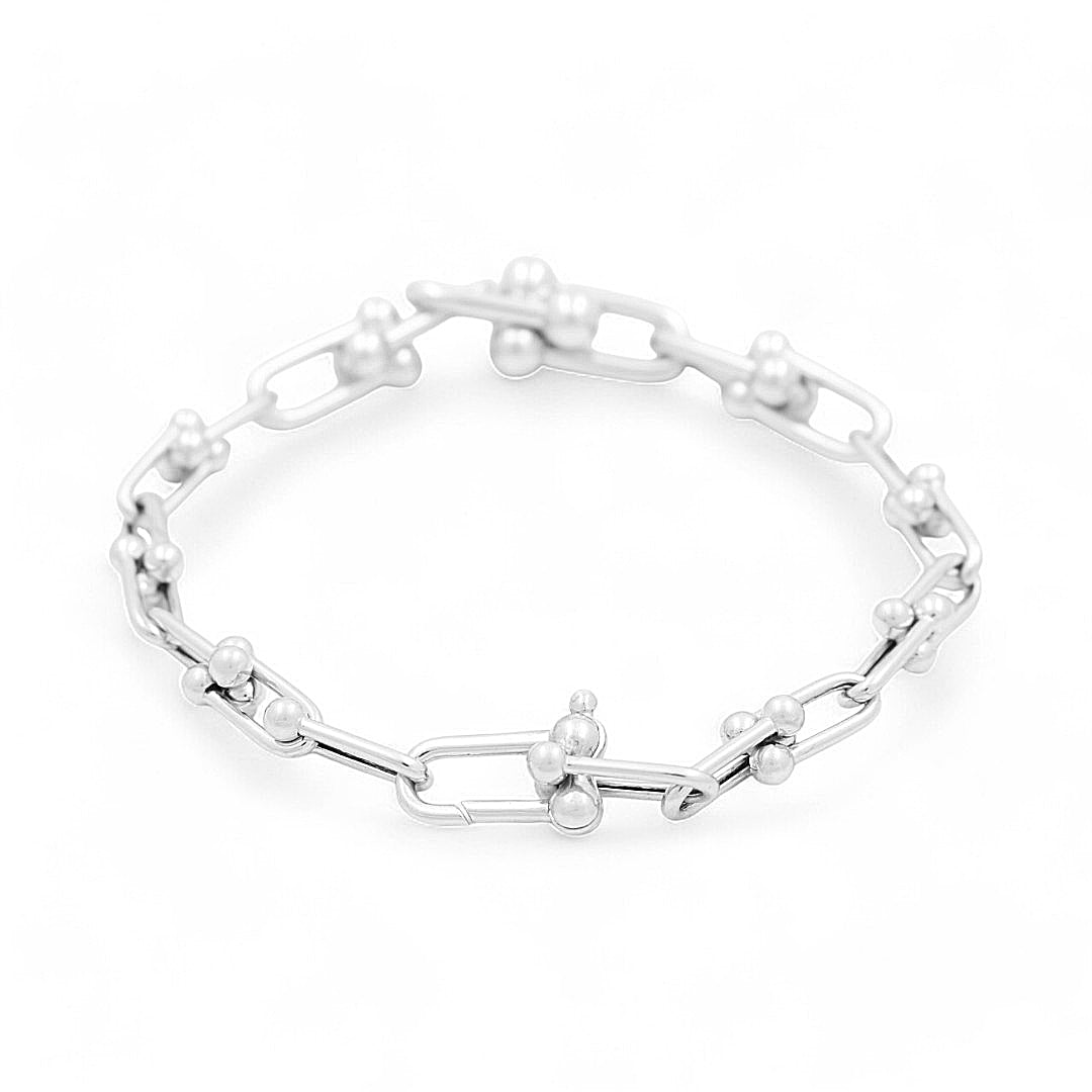 14K White Gold Woman's Fashion TT Bracelet / Size: 7.5" / Weight: 8.6 GR / 711-00114