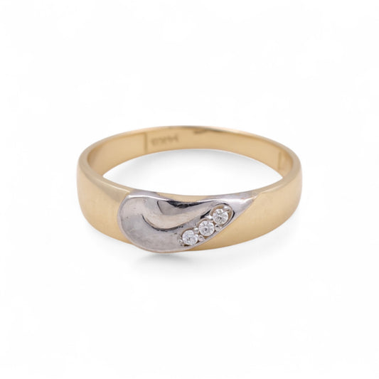14K Yellow and White Gold Men’s Wedding Band / Stone: Cz / Size: 10.5 / Weight: 2.7 GR / DEEMWBTT4BS-1