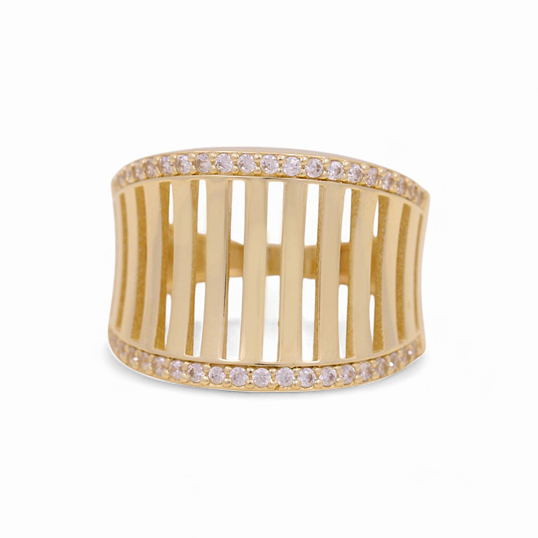 14K Yellow Gold Fashion Women's Ring with White Cz / Size: 7 / Weight: 3.2 GR
